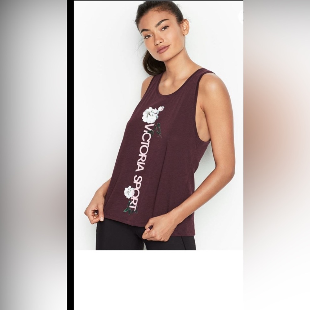 Victoria’s Secret VSX Tank Top S Wine Burgundy Plum Floral